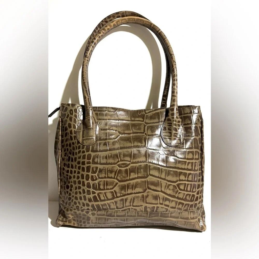 Ripani Elegant Crocodile-Embossed leather brown tan Handbag